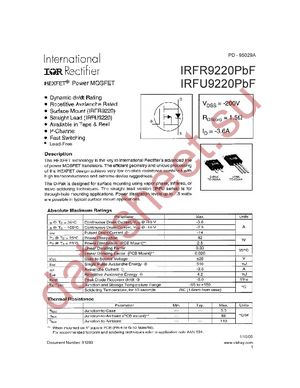 IRFR9220PBF datasheet  